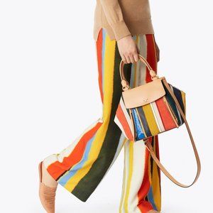 Tory Burch Half Moon Balloon Stripe Bag NWT